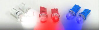 Automotive LED Replacement Bulbs size: 168, 194, T10, T11, T3-1/4 for 12VDC standard automotive voltage. Sold as a pair | Custom LED