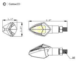 Custom LED Motorcycle LED Blinkers - Compact Short Stalk - V1