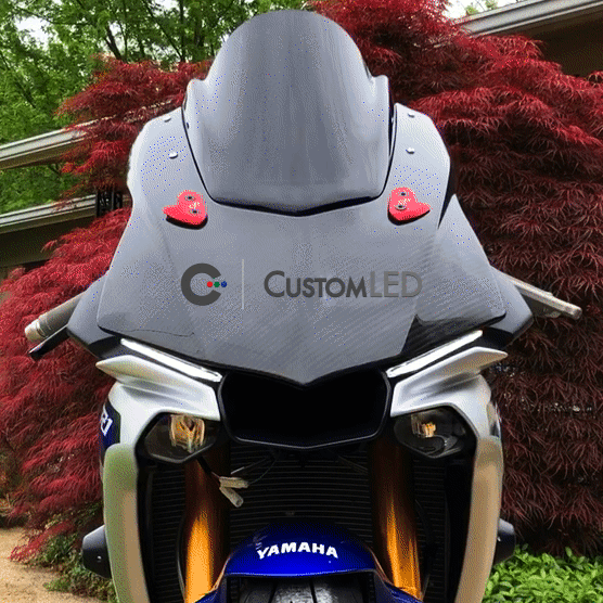 R1 & R1M Mod feu de position DRL clignotant avec rétroviseurs OEM retirés - Blinker Genie Custom LED précâblé pour R1 & R1M 2015+