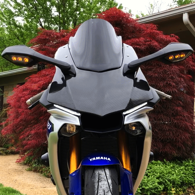 R1 & R1M Mod feu de position DRL clignotant avec rétroviseurs OEM installés - Blinker Genie Custom LED précâblé pour R1 & R1M 2015+