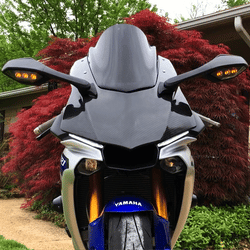 R1 & R1M Running Light DRL Turn Signal Mod with OEM Mirrors Installed - Custom LED Blinker Genie pre-wired for 2015+ R1 & R1M