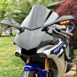 R1 & R1M Running Light Turn Signal DRL Mod with OEM Mirrors Installed - Custom LED Blinker Genie pre-wired for 2015+ R1 & R1M